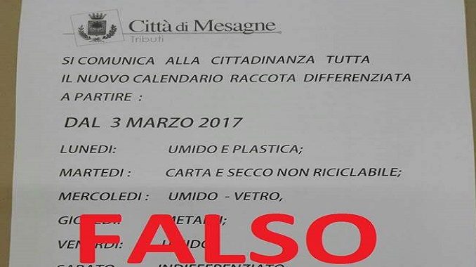 falso volantino mesagne